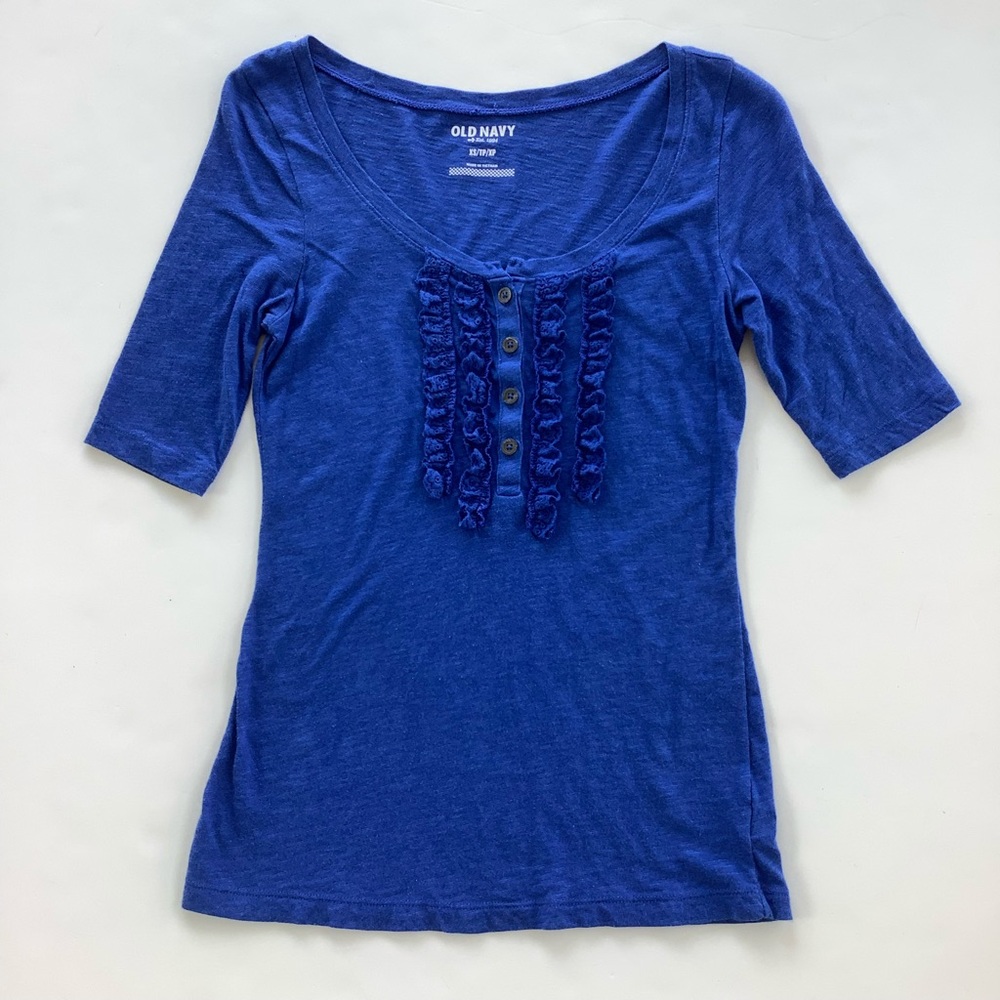 Old Navy Blue Ruffle Top